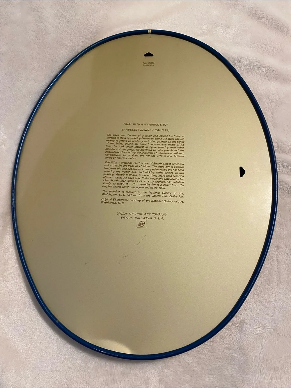 🌸 Ohio Art Co. 1974. Vintage oval tin Wall Art